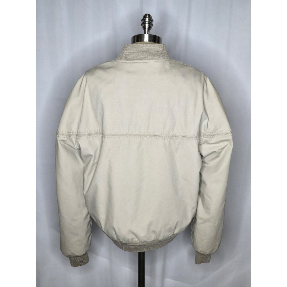 VTG Men's Sears Outerwear Beige Coat Jacket L Tan Quilted Double Front Pocket - Picture 3 of 7